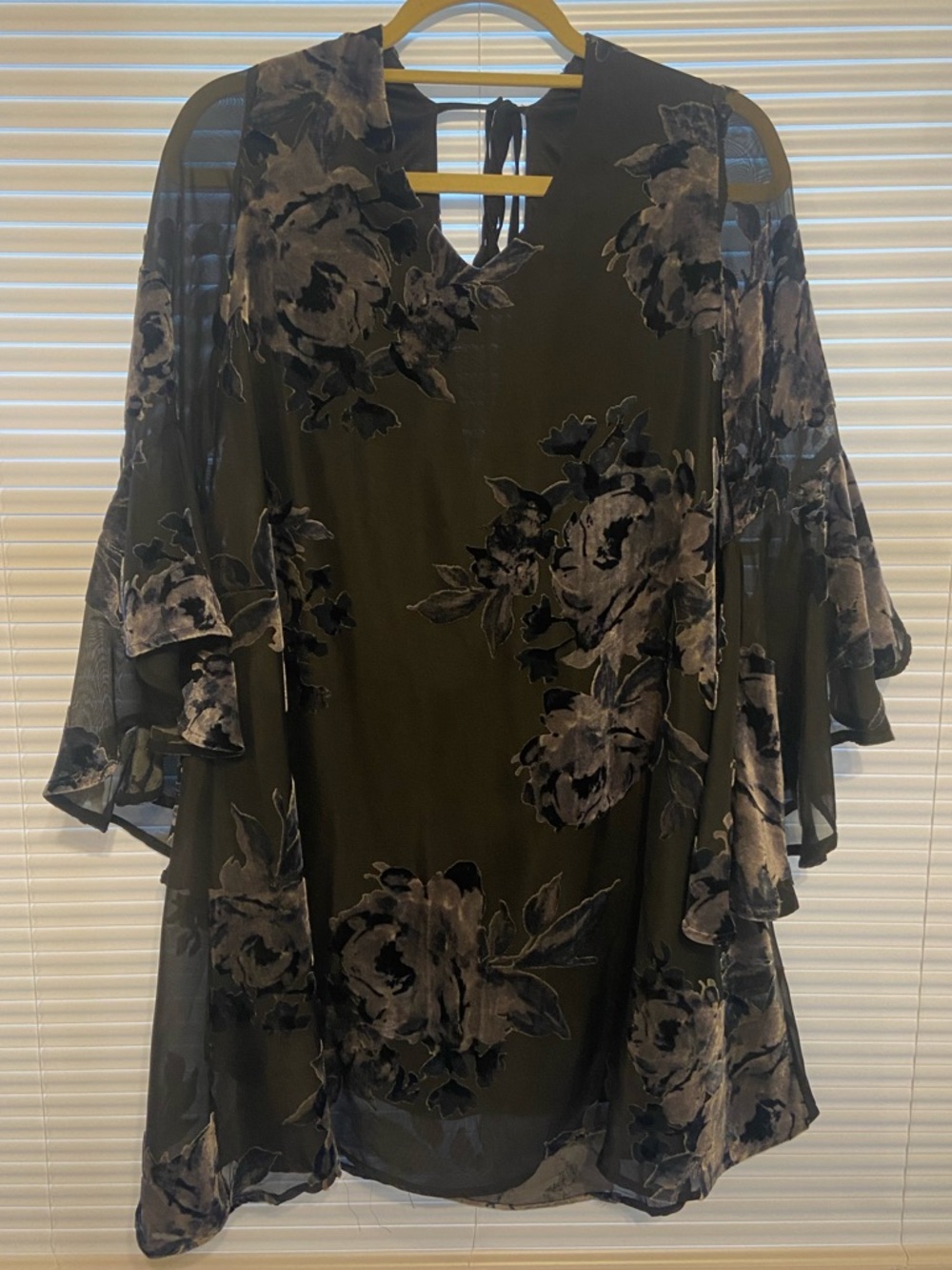 She + Sky Black Floral Long Sleeve Sheer Dress